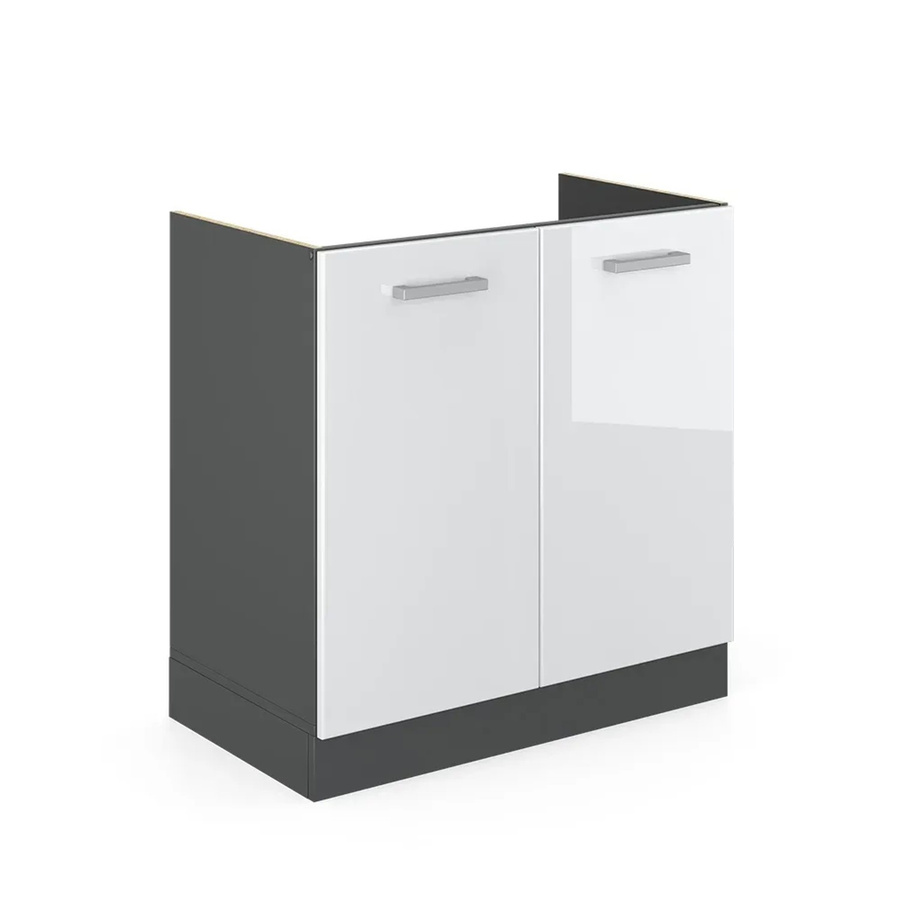 Vicco Spülenunterschrank R-Line Küchenschrank in Weiß Hochglanz und Anthrazit, Breite: 80 cm - Bild 3