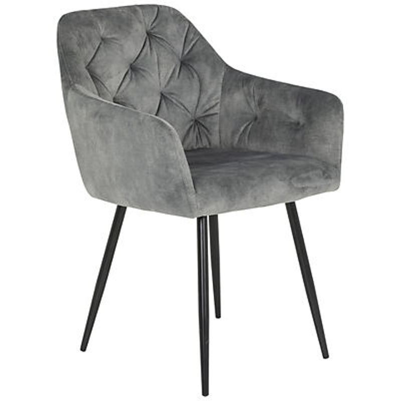 2er Set Stühle Hela in Grau im Vintage-Stil aus Samtvelour und Metall, B/H/T: 56 x 81 x 62 cm - Bild 3