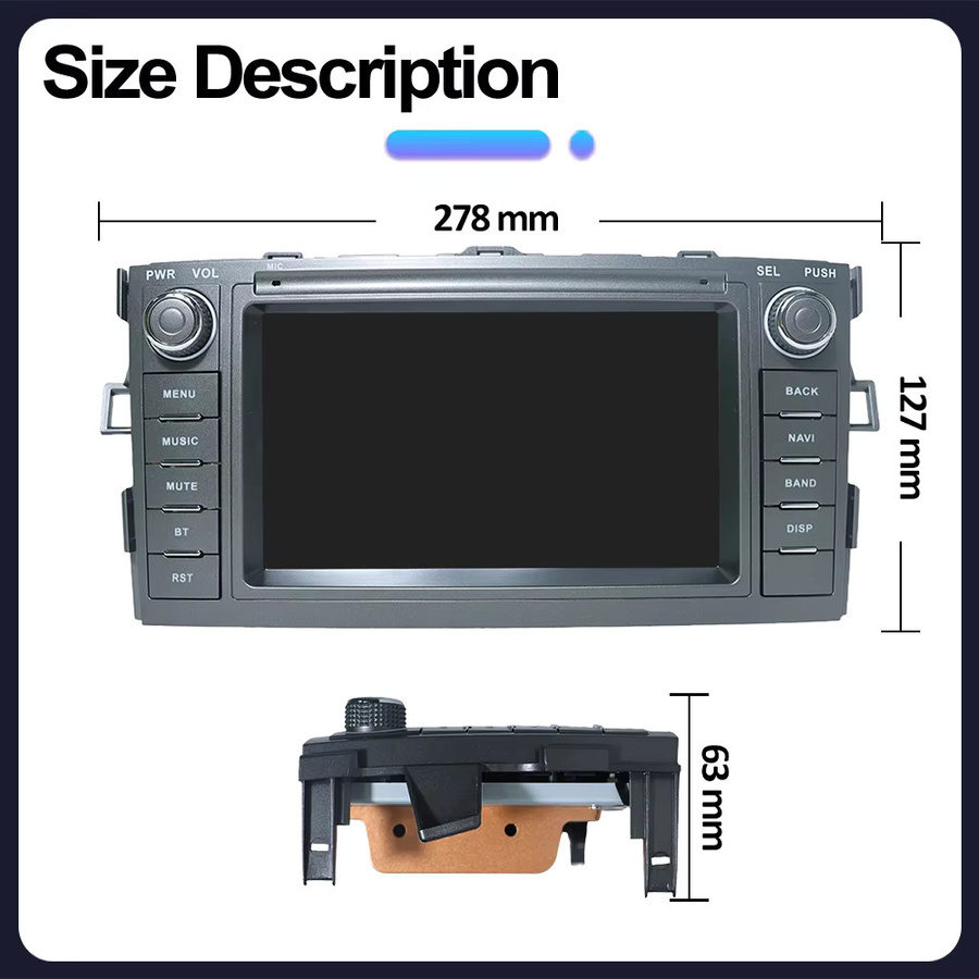 Icreative Auto Radio für Toyota Auris und Corolla 2006-2012 mit GPS Navigation, drahtlosem CarPlay, Android Auto und Bluetooth in Schwarz - Bild 3