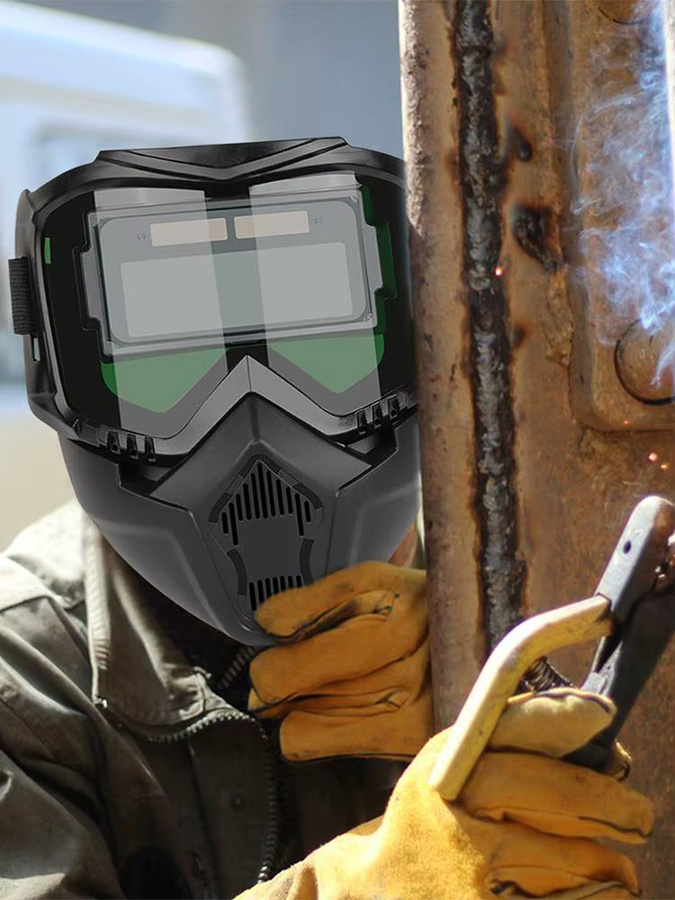 Automatischer Schweißhelm mit Lichtwechsel und atmungsaktiver Maske, Schwarz, verstellbares Kopfband - Bild 5