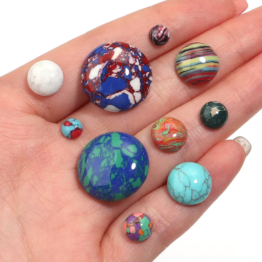 Louleur Cabochon-Perlen, synthetisch, türkisfarben, rund, 6-20 mm - Bild 5