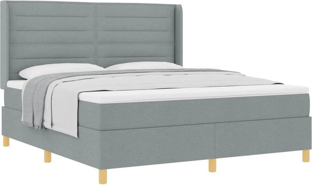 vidaXL Boxspringbett mit Matratze in Hellgrau und Gold, modernes Design mit Taschenfederkern, B/T: 180 x 200 cm - Bild 1