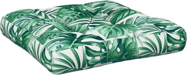 vidaXL Palettenkissen mit Blattmuster in Grün, B/T/H: 58 x 58 x 10 cm, wasserabweisend und UV-beständig aus Polyester - Bild 1