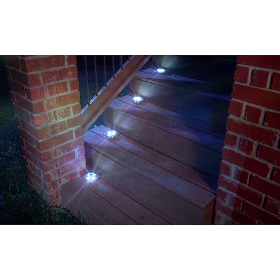 Mediashop LED-Solarleuchten Disk Lights aus rostfreiem Stahl in Schwarz und Silber, 4er-Set für Garten und Treppen mit Dämmerungssensor - Bild 2