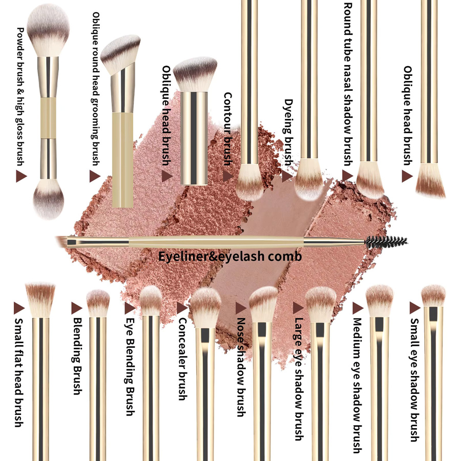 Ronshadow Make-up-Pinsel-Set, 19-teilig, mit Tasche - Bild 3