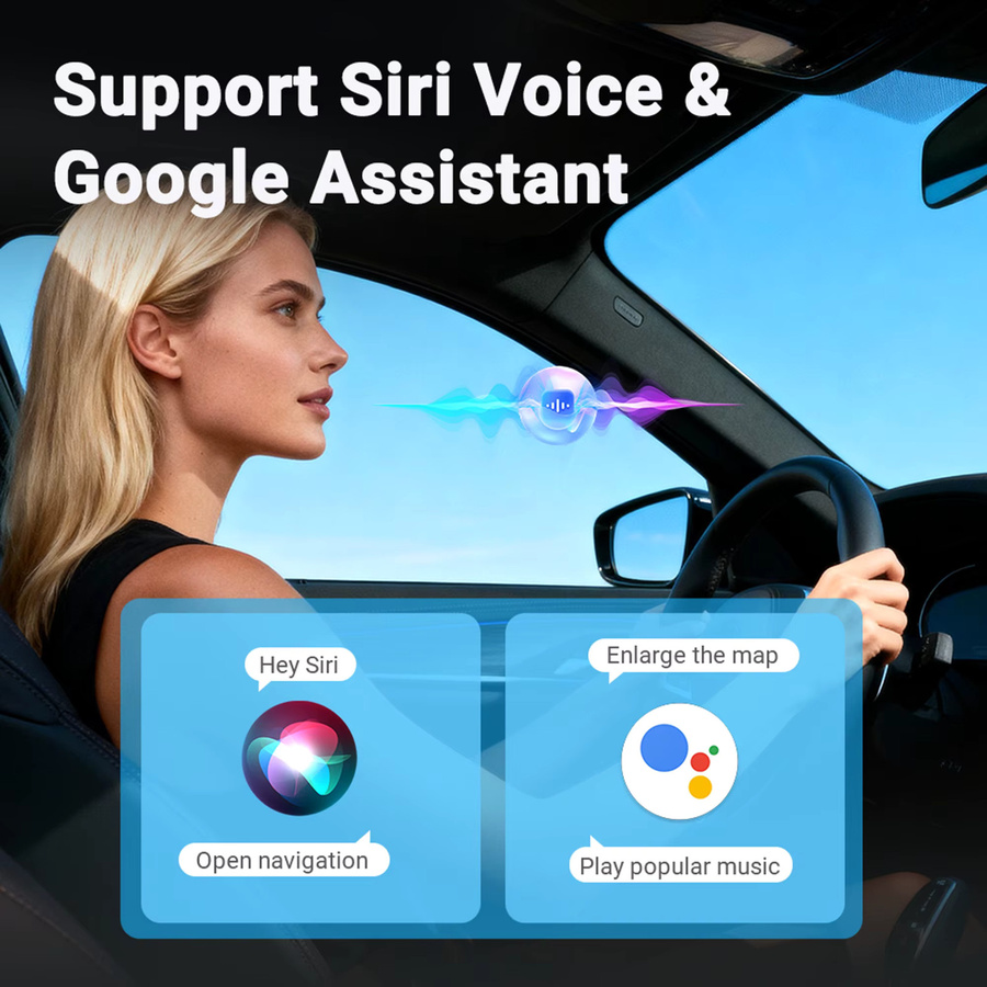 XUDA 2-in-1 Kabelloser CarPlay und Android Auto Adapter, 5GHz WLAN, USB-C und USB-A, Schwarz - Bild 4