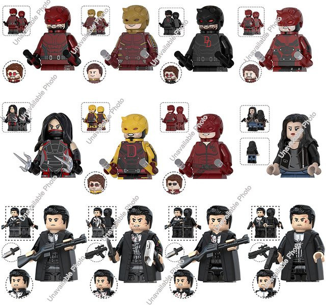 Marvel Superhelden Bausteine Mini-Actionfiguren, Daredevil, Punisher, Hector Ayala - Bild 1