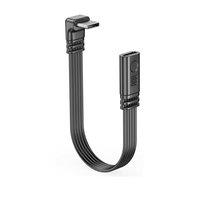 QinMSY USB-C Verlängerungskabel 90 Grad Stecker auf Buchse Typ C auf Typ C, 480 Mbit/s und 45 W Schnelllade-Datenkabel in Schwarz - Bild 2