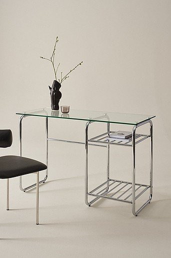 Jotex WALLE Schreibtisch mit Glasplatte in Transparent und silbernen Metallbeinen, B/T/H: 120 x 50 x 76 cm - Bild 1