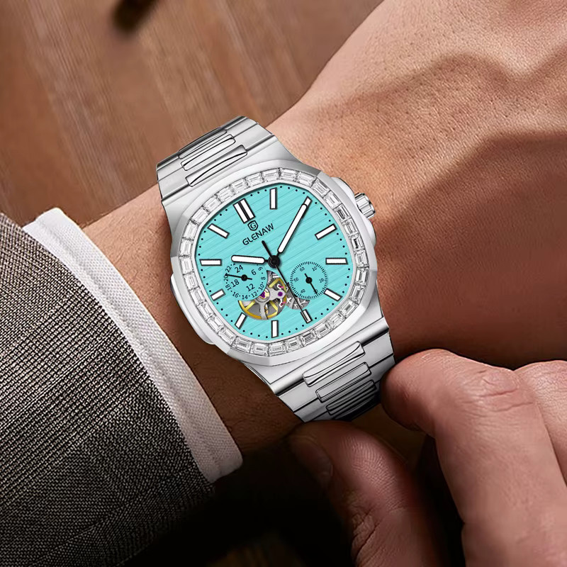 GLENAW Armbanduhr, Automatik, Edelstahl, Blau, Herren - Bild 3