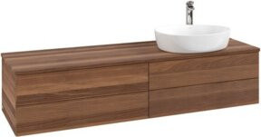 V&B Waschtischunterschrank Antao mit Frontstruktur und Beleuchtung in Walnuss und Weiß, B: 160 cm, T: 50 cm - Bild 1