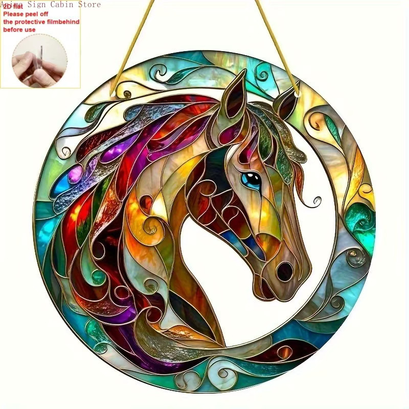 Potdemiel Sonnenfänger Rundes Acrylschild im Art Nouveau Stil mit Tiermotiven, Mehrfarbig - Bild 2