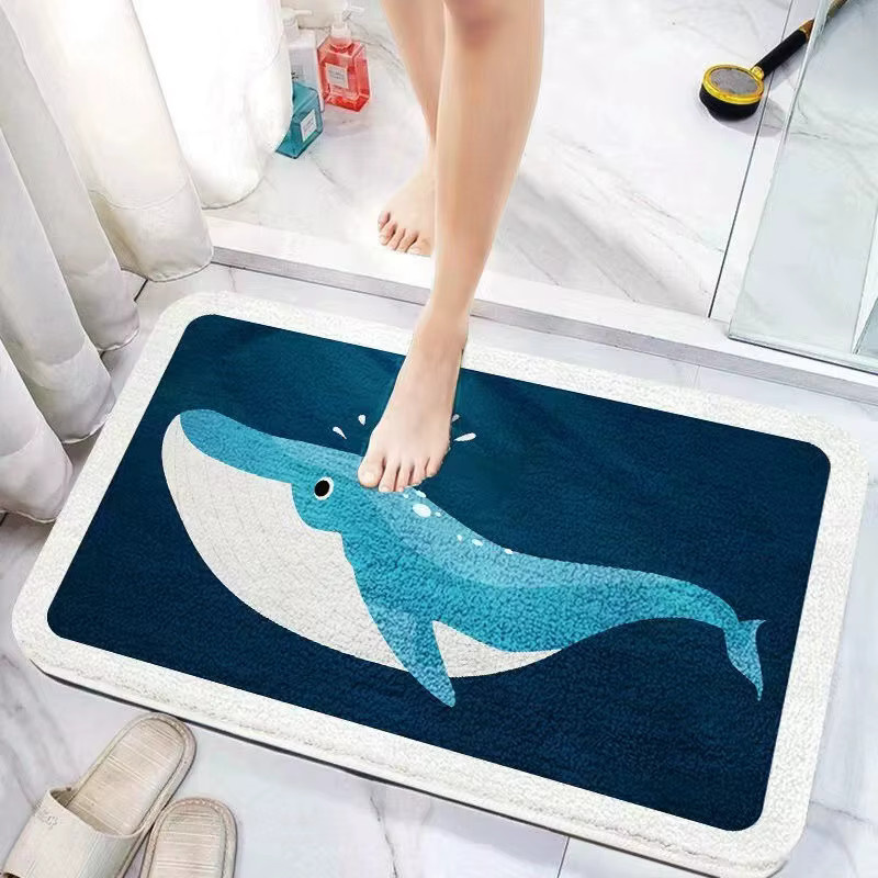 VIKAMA Cartoon-Teppich mit Tier-Motiv, rutschfeste Kaschmirmatte für Badezimmer, Toilette oder Eingangsbereich, B/T: 60 x 40 cm - Bild 1