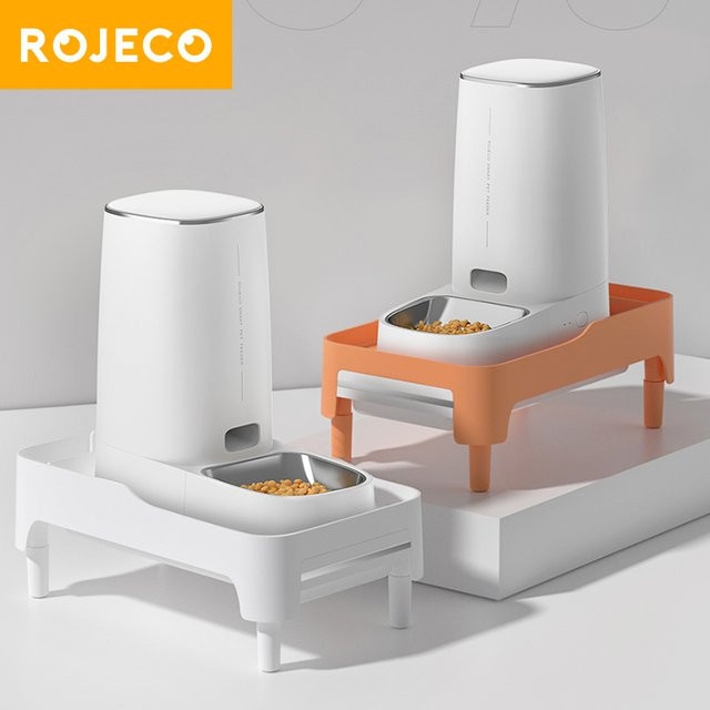ROJECO Erhöhter Halter für automatische Futterspender, höhenverstellbar, Weiß - Bild 1