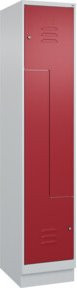 C+P Z-Spind Classic PLUS mit 2 Fächern und Sockel, Farbe Grau/Rot, H x B x T: 195 x 40 x 50 cm, mit Zylinderschloss und Soft-Anschlag - Bild 1
