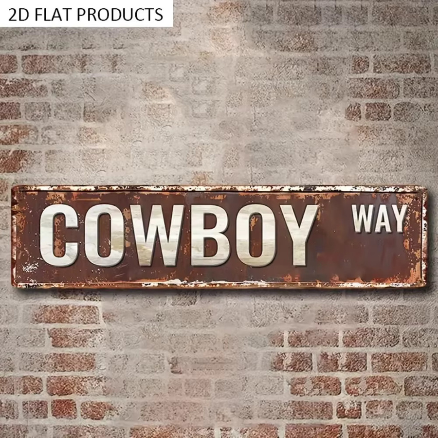 HELLOYOUNG Cowboy-Wegeschild aus Aluminium im Vintage-Stil für die Wanddekoration im Innen- und Außenbereich - Bild 3