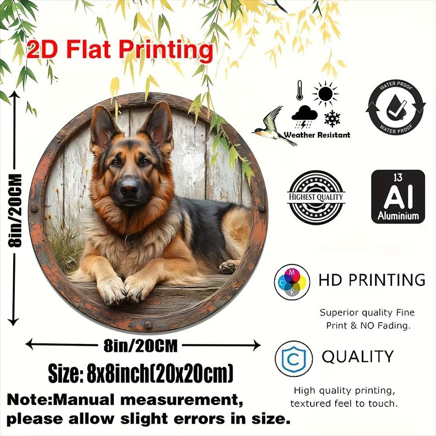 Rundes dekoratives Wandkunst-Schild mit Hundethema von Potdemiel aus Aluminium und Metall - Bild 2