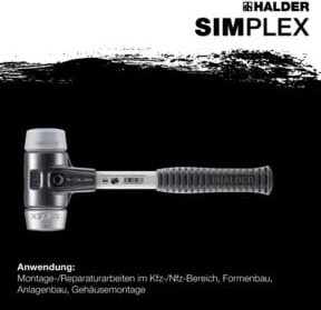 Halder Simplex Schonhammer TPE-mid grau mit Fiberglasstiel Durchmesser: 30 mm - Bild 2