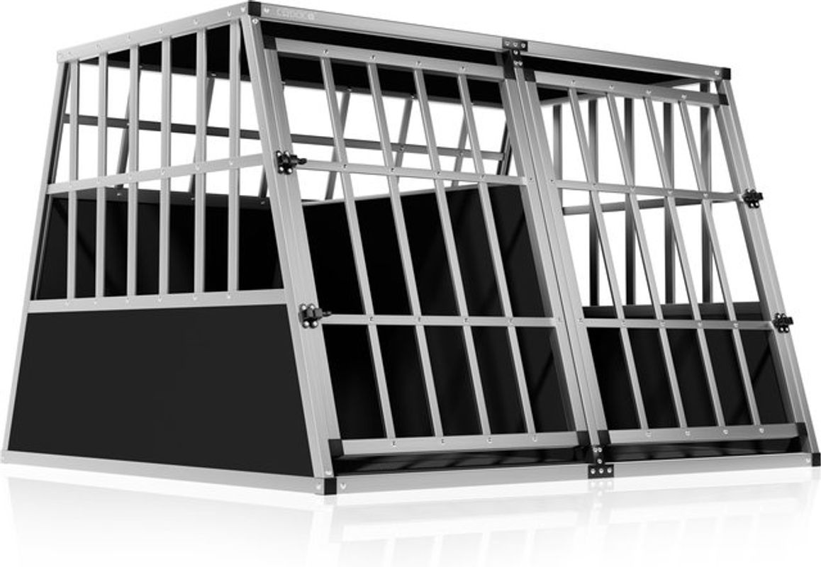 Cadoca Hundetransportbox XXL in Silber aus Aluminium und MDF, B/T/H: 97 x 90 x 70 cm - Bild 2