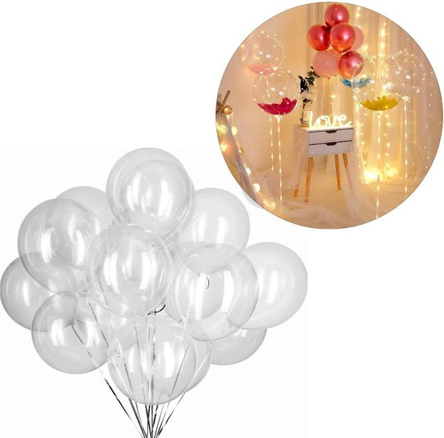 50 Stück Bobo-Ballons von mfySpace aus transparentem PVC, wiederverwendbare runde Partyballons in Weiß, aufgeblasene Größe bis 40 cm - Bild 1
