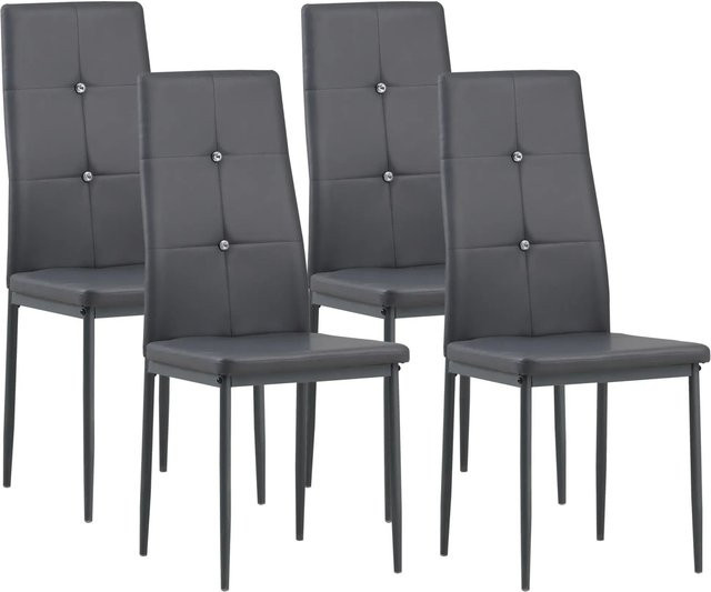 Albatros Esszimmerstühle DIAMOND 4er Set in Grau mit Kunstleder-Bezug und Diamant-Look - Bild 1