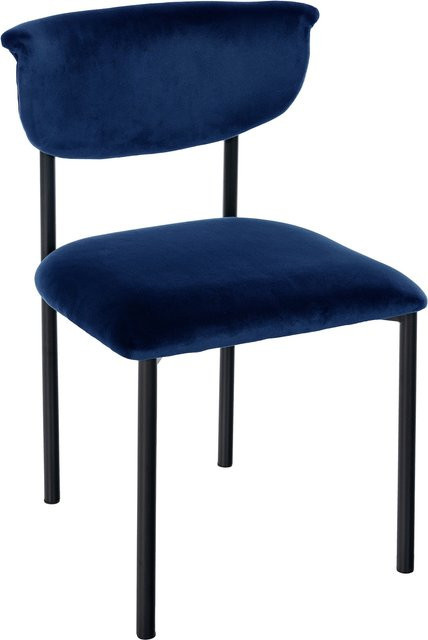 CLP Esszimmerstuhl Gambell Polsterstuhl mit Samtbezug und schwarzem Metallgestell in Blau - Bild 1