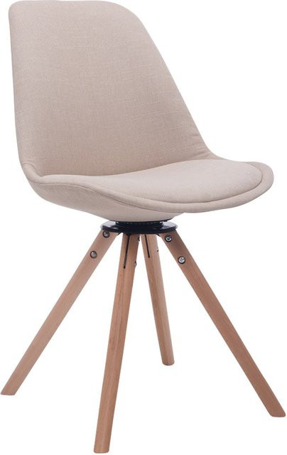 TPFLiving Besucherstuhl Troll drehbar mit Buchenholz Gestell in Creme und Beige - Bild 1