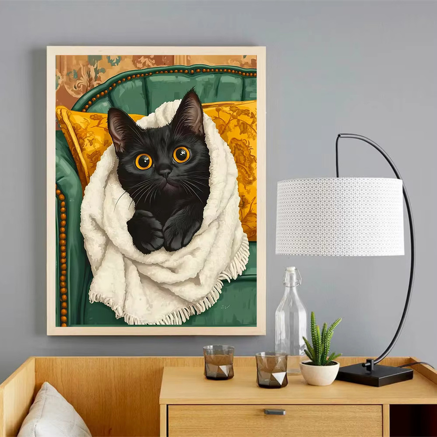 Evershine Diamantmalerei Katze als Strass Stickerei Mosaik Set für Erwachsene, B/H: 30 x 20 cm - Bild 3