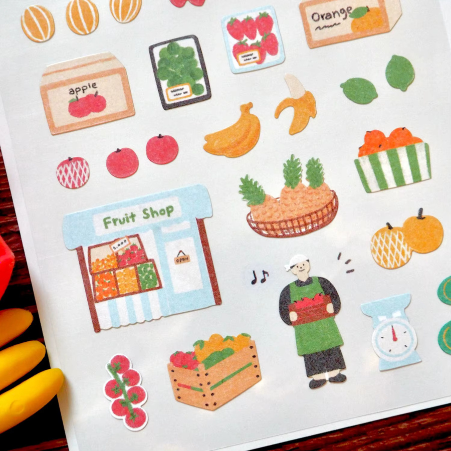 Suatelier Papieraufkleber mit Gemüse und Obst Motiv für Scrapbooking und DIY Journaling, Mehrfarbig - Bild 2