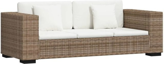 vidaXL 8-teiliges Gartenmöbel-Set aus Echt Rattan und Holz in Beige mit Polsterung - Bild 1