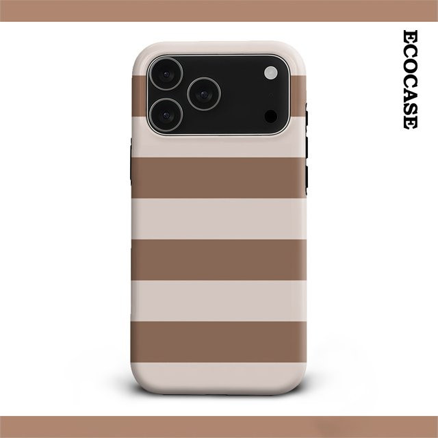 Handyhülle mit braun-beigen Streifen für Apple iPhone 11 bis iPhone 17 Pro Max Plus mit doppelschichtiger Rückseite - Bild 1
