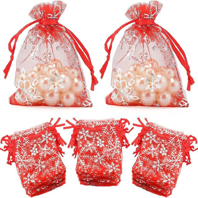 20 Stück Organza Kordelzugbeutel von Aclovex in Rot für Schmuckverpackungen und Geschenke, B/T/H: 7 x 9 cm, 9 x 12 cm und 10 x 15 cm - Bild 1