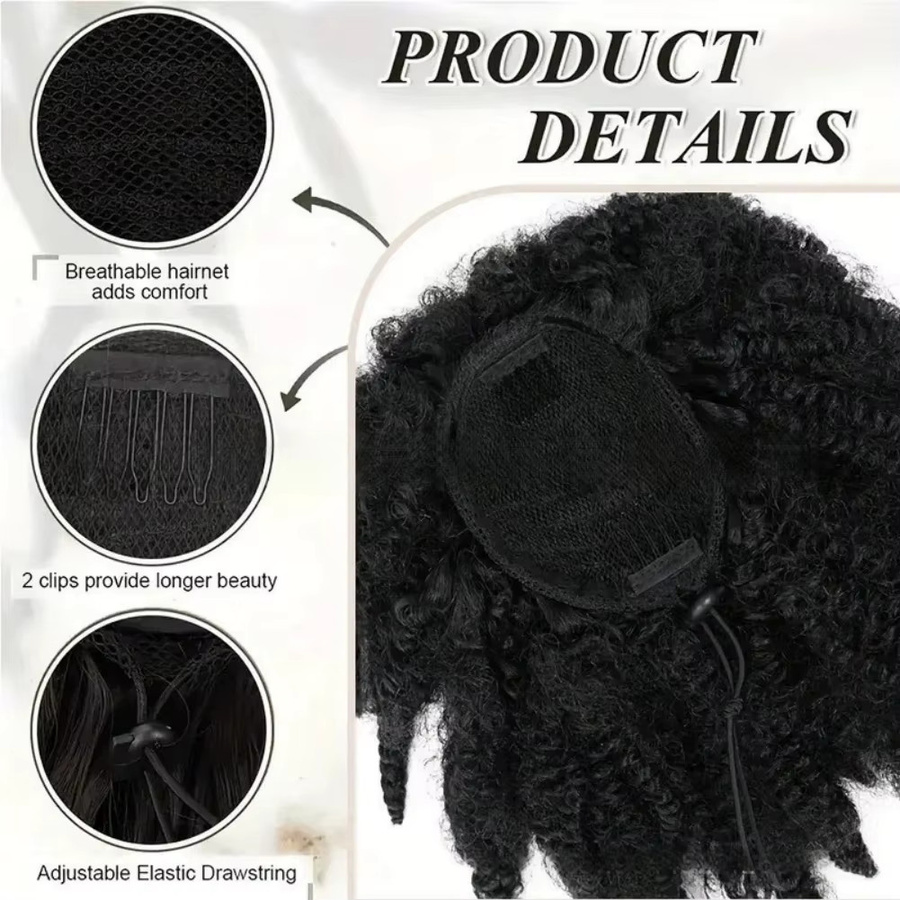 Inspiration Fashion Synthetischer Afro Kinky Curly Pferdeschwanz, 12 Zoll, Unisex - Bild 5
