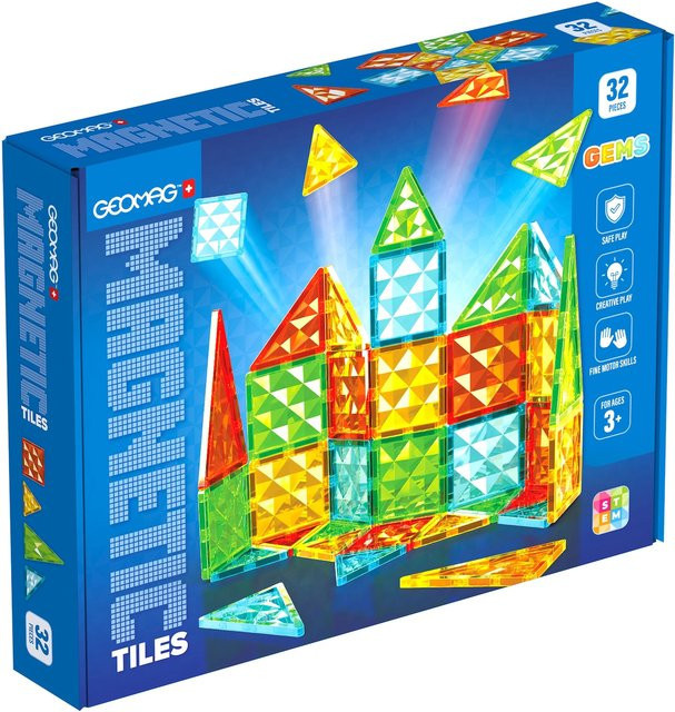 Geomag Magnetic Tiles Gems 32-teiliges Set mit Edelstein-Optik - Bild 1