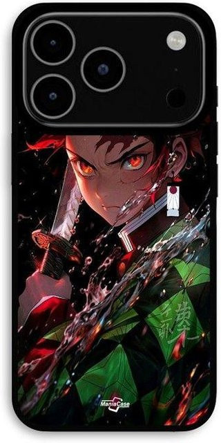 MANIACASE iPhone 17 Pro Hülle Demon Slayer Tanjiro Kamado Manga Anime Design in Schwarz und Multicolour - Bild 1