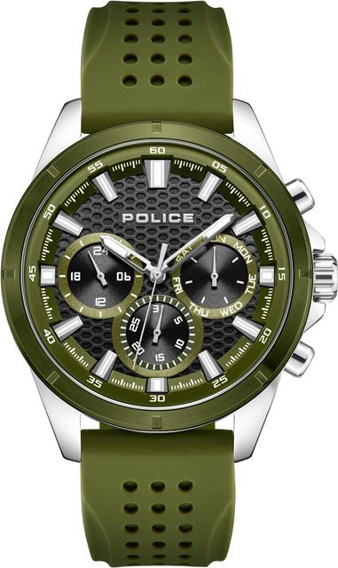 Police Chronograph Herrenuhr, Quarz, Edelstahl, 45 mm, Schwarz, 5 ATM - Bild 1