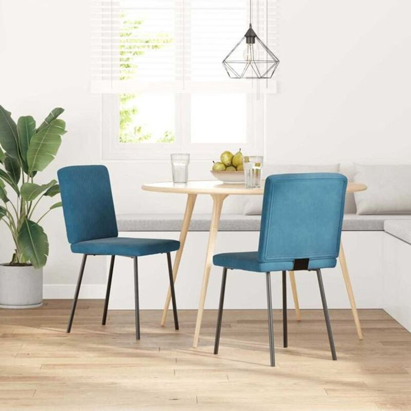 Set aus 2 Polsterstühlen in Blau aus Samt von vidaxl im modernen Design - Bild 1