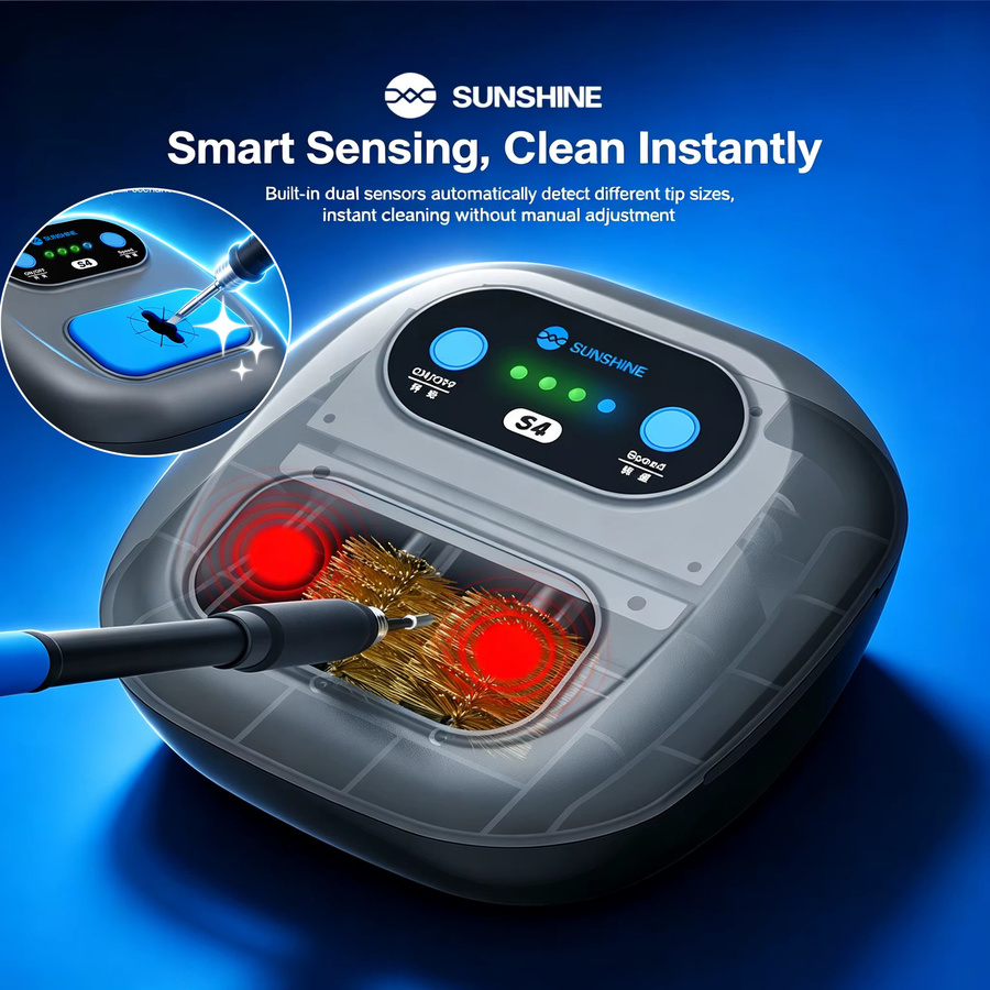 SUNSHINE S4 Intelligenter Lötkolben-Spitzenreiniger aus Kupfer in Silber mit automatischer Sensorik zur Entfernung von Zinn- und Schmelzschlacken - Bild 2