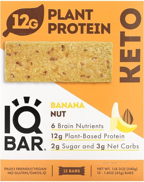IQBAR Pflanzenproteinriegel Banane Nuss 12 x 45 g - Bild 1