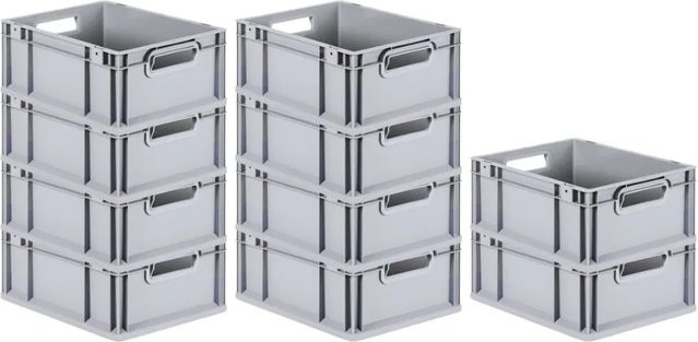 PROREGAL SuperSparSet 10x Eurobox NextGen Grip in Grau mit verstärkten Wänden, H x B x T: 17 x 30 x 40 cm - Bild 1