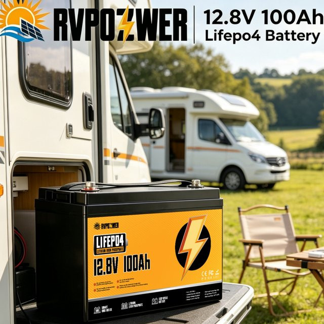 RVPOZWER Lithium-Eisenphosphat-LiFePO4-Batterie mit integriertem 120A BMS und hoher Zyklenfestigkeit - Bild 1
