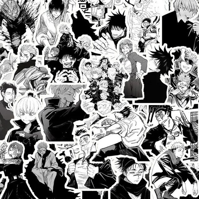Bandai Jujutsu Kaisen Anime-Aufkleber, Schwarz-Weiß, 10-teiliges Set - Bild 1