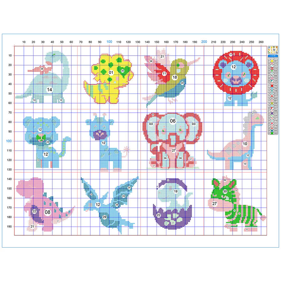 Evershine Mini-Kreuzstich-Set mit 12 verschiedenen Cartoon-Tier-Motiven in Multicolour - Bild 2