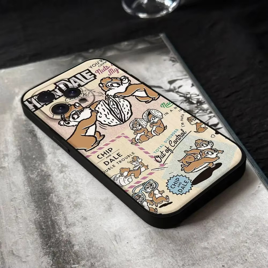 Mesuca Chip 'n' Dale Handyhülle aus schwarzem Silikon für iPhone Modelle, Cartoon Design - Bild 4