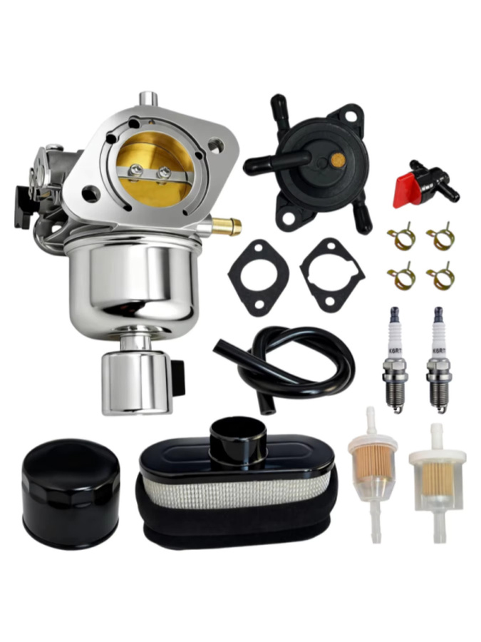 Kawasaki Vergaser mit Kraftstoffpumpe und Luftfilter sowie Vergaser-Überholungskit für 23 PS Motoren, Farbe: Silber - Bild 7