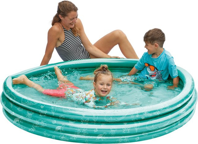 HAPPY PEOPLE ECO 3-Ring aufblasbarer Pool in Türkis und Blau, Durchmesser: 150 cm, Höhe: 25 cm - Bild 1