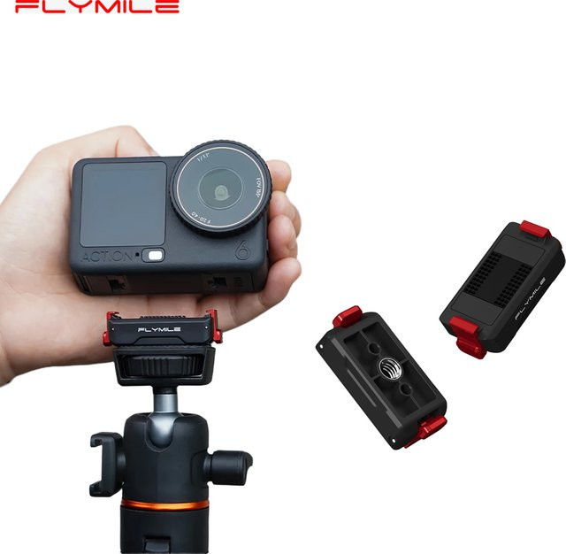 Flymile Magnetische Schnellwechsel-Adapterhalterung für DJI OSMO Action 6 in Schwarz mit 1/4 Zoll Lochbasis - Bild 1