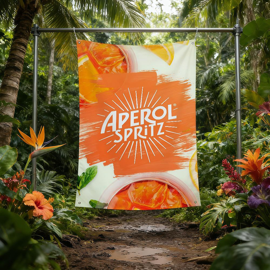 JINGYUE Pet Spritzflagge A-Aperol für Garten und Hausparty, Farbe: Orange, B: 90 cm, H: 150 cm - Bild 1