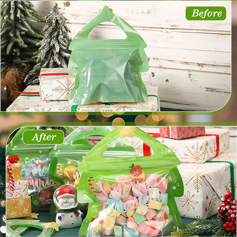10 Stück wiederverwendbare Weihnachtsgeschenkbeutel und Halloween-Süßigkeitsverpackungen aus Kunststoff in Rot - Bild 3