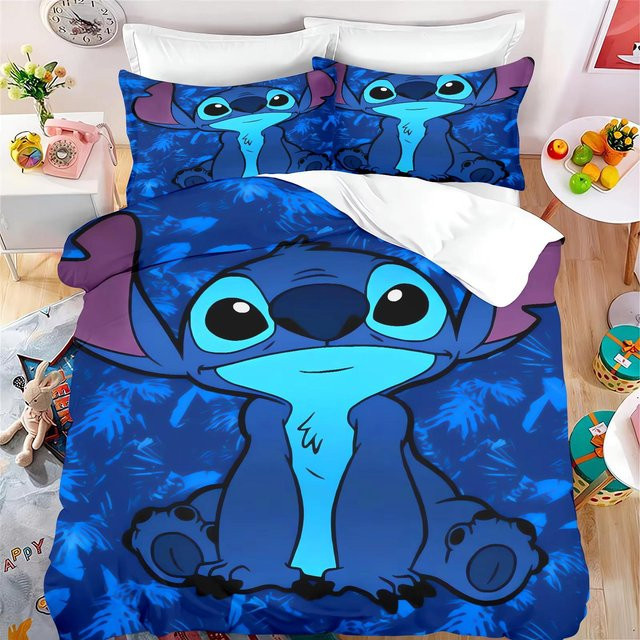 Paslu Kinder Bettwäsche-Set mit Cartoon Anime Print, 3-teilig, Blau, B/H: 150 x 200 cm - Bild 1